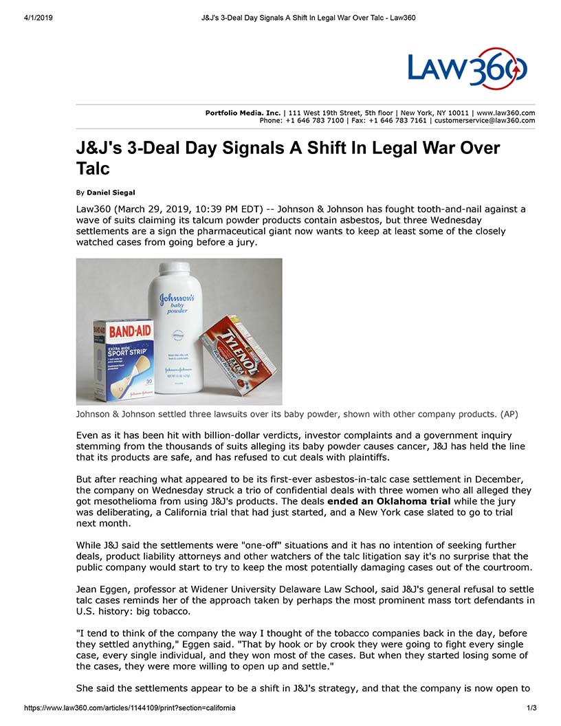 JJ 3 Deal Day Signals A Shift In Legal War Over Talc Law360 1