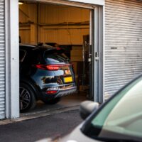 car leaving garage